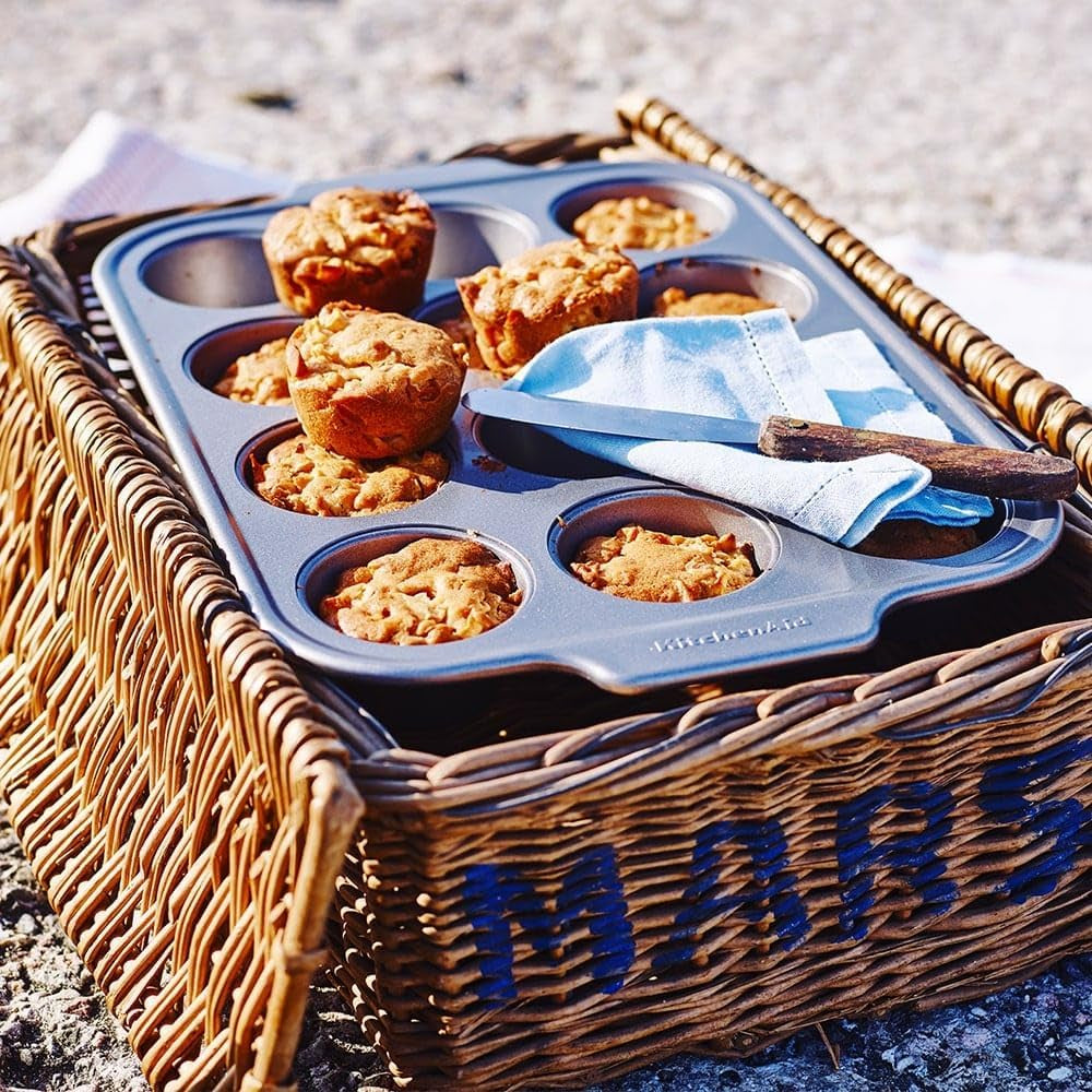 Kitchenaid Aluminized Steel Bakeware Muffin Tray Non-Stick Oven Safe Dishwasher Safe Gray Naty Shop Baking Pans & Trays