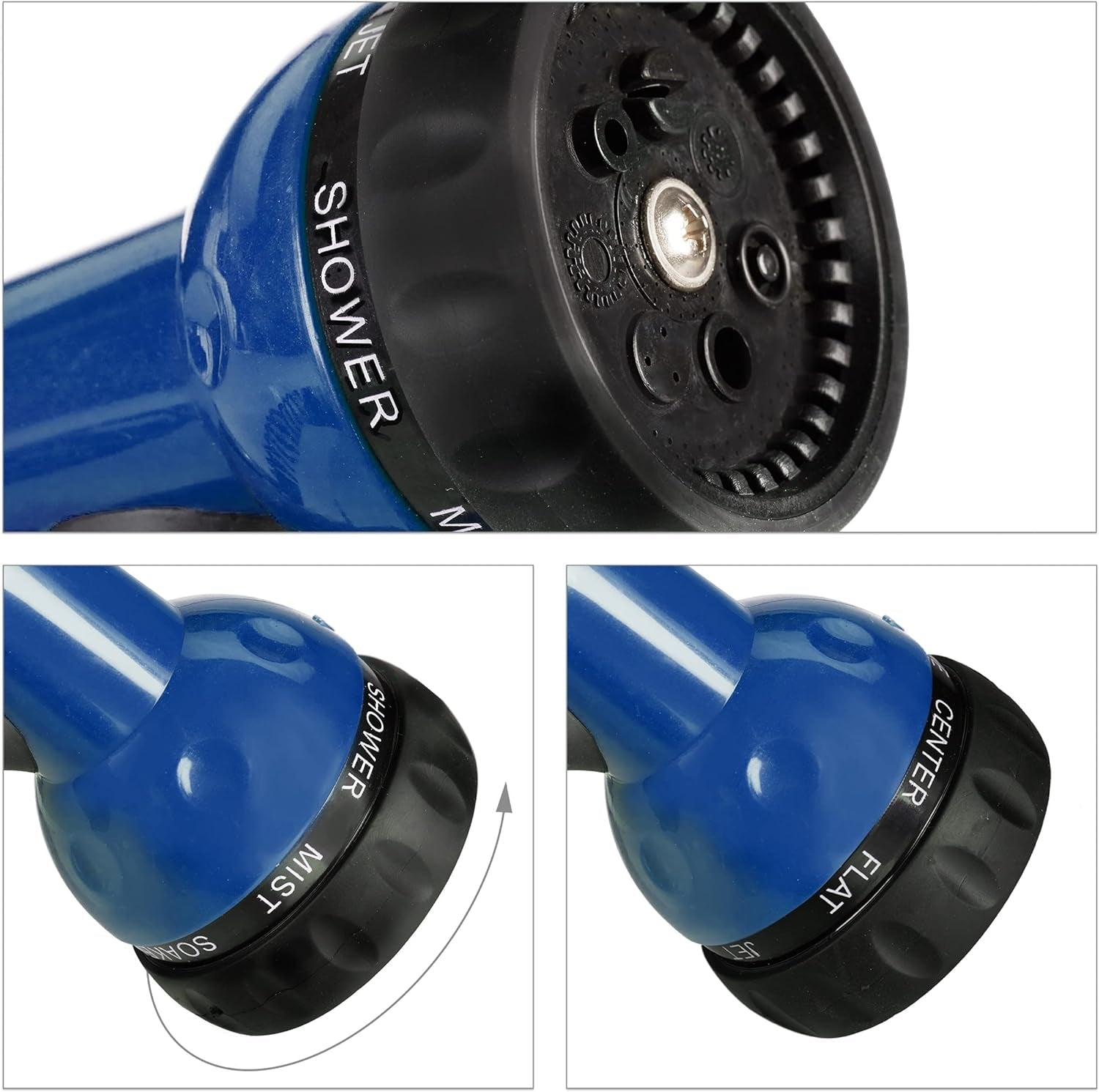 Furtun spiralat Relaxdays, extensibil până la 10 m, furtun flexibil de grădină cu pulverizator de apă, 7 modele de pulverizare, albastru, 25 x 52 x 15 cm