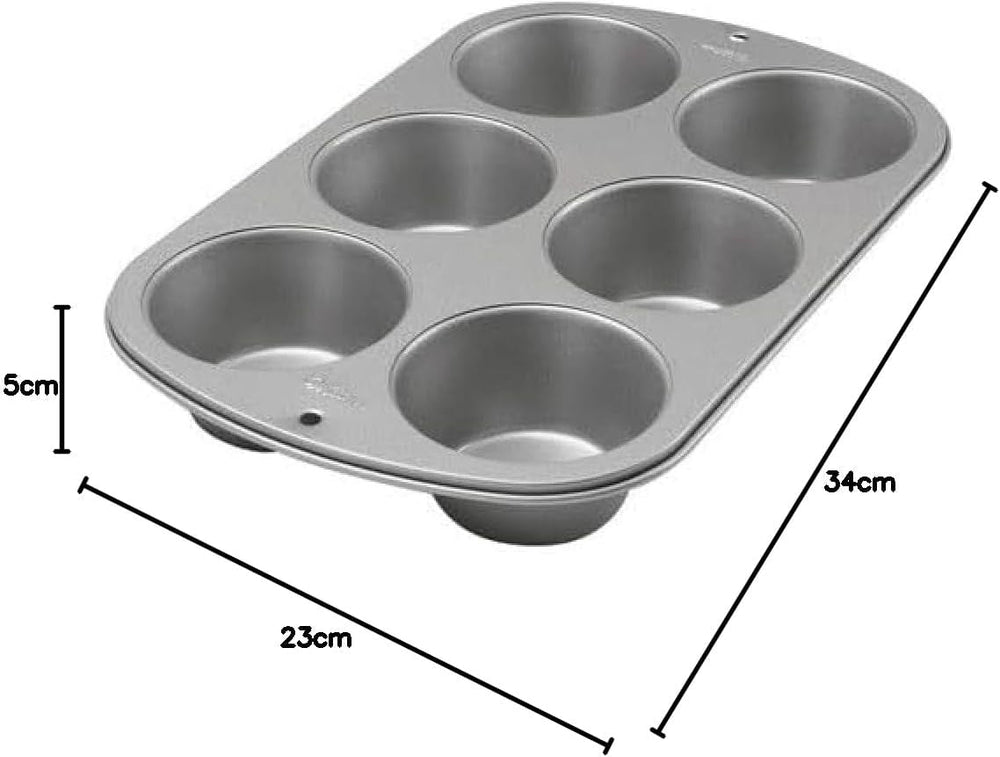 Wilton 445291 445291 Jumbo muffin pan, non-stick coating, 6 holes, 4.5 X 22.2 X 34.2 cm, steel Baking tins and trays Naty Shop