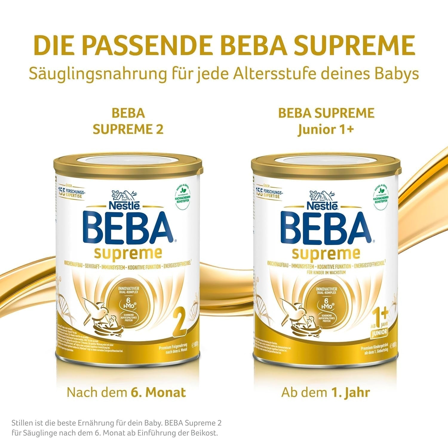 BEBA SUPREME 2 Follow-on milk after 6 months, lactose only, palm oil free, pack of 6 (6 x 800g) Naty Shop