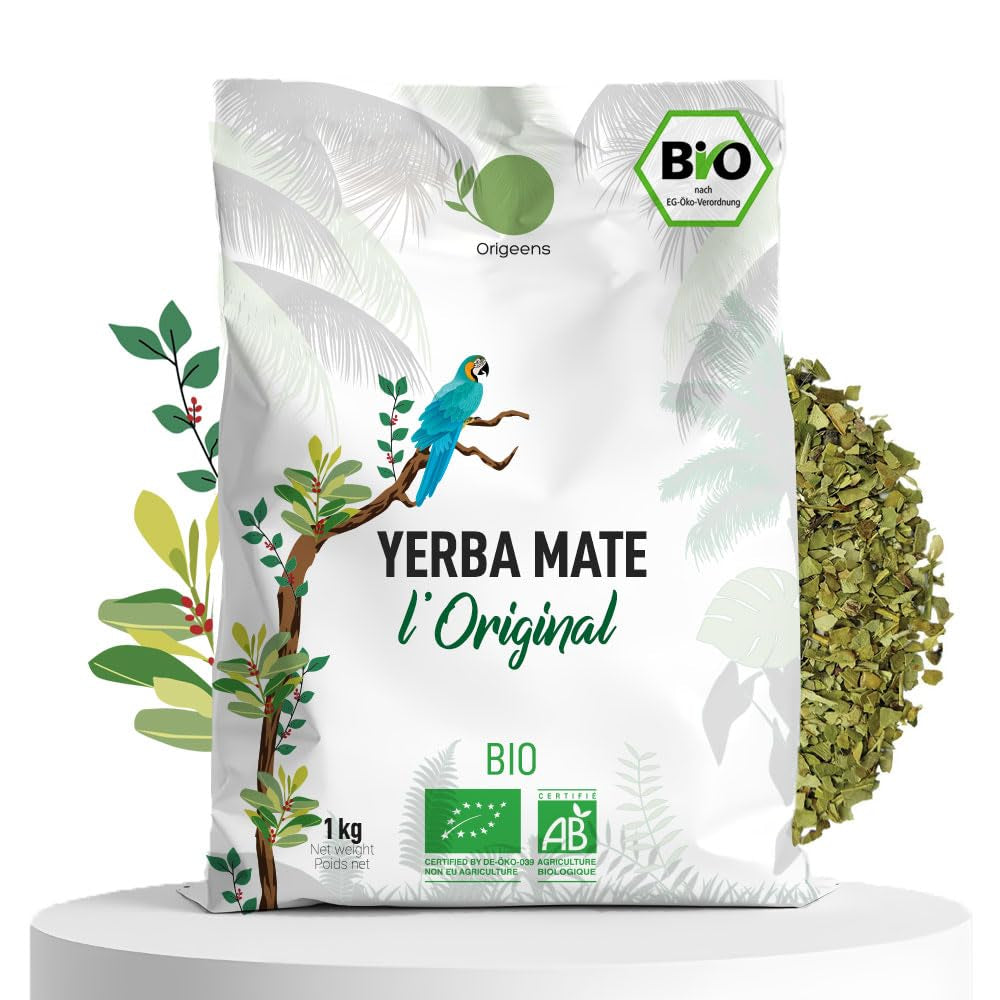 CEAI ORIGEENS BIO YERBA MATE 1 KG - Originalul I Neprăjit, frunze, fără tulpini, praf și firimituri I Băutură energizantă și detoxifiantă