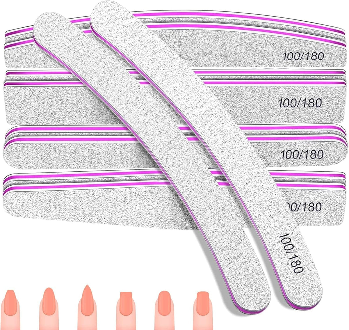 Set pile de unghii 100/180, pile pentru unghii cu gel, set pile de unghii, pilă de unghii, pilă de unghii cu gel, pentru unghii cu gel, manichiură și pedichiură, animale de companie (5 piese, 5 stiluri)