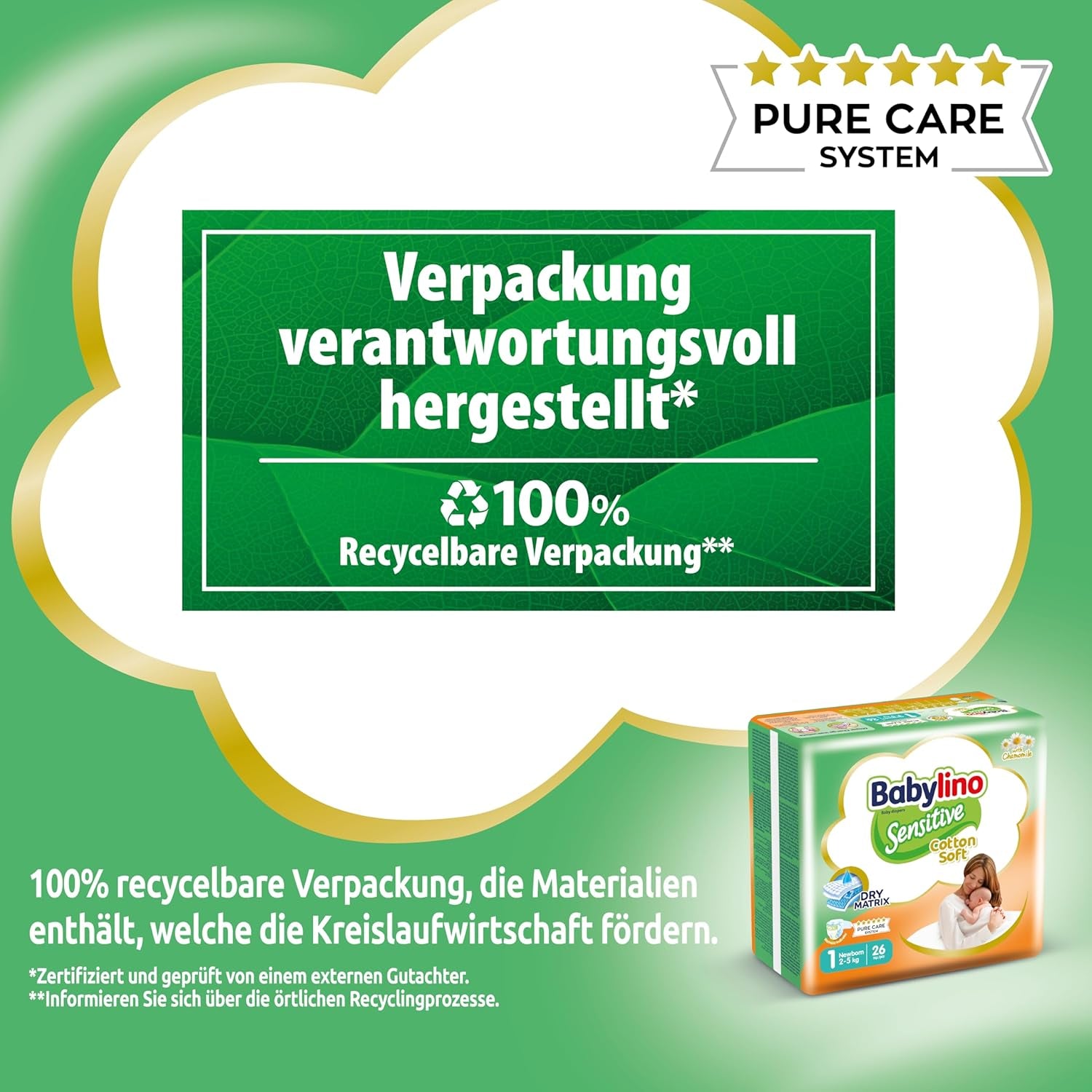 Sensitive baby diapers, size 1, newborn (2-5 kg), 26 pieces