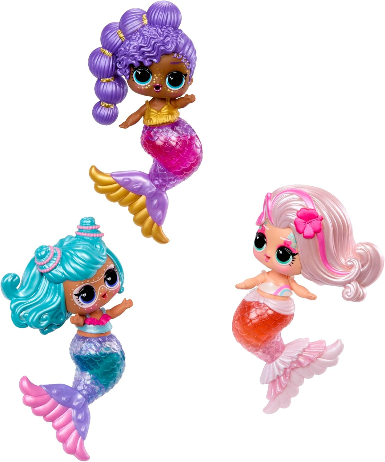LOL Surprise! Mermaids Makeover Magic Tots – Luciu de buze adevărat pentru tine și păpușa ta, pentru a te crea singur, a amesteca și a crea machiaj, Joc distractiv cu apă, 6 păpuși de colecționat – Vârste 4+