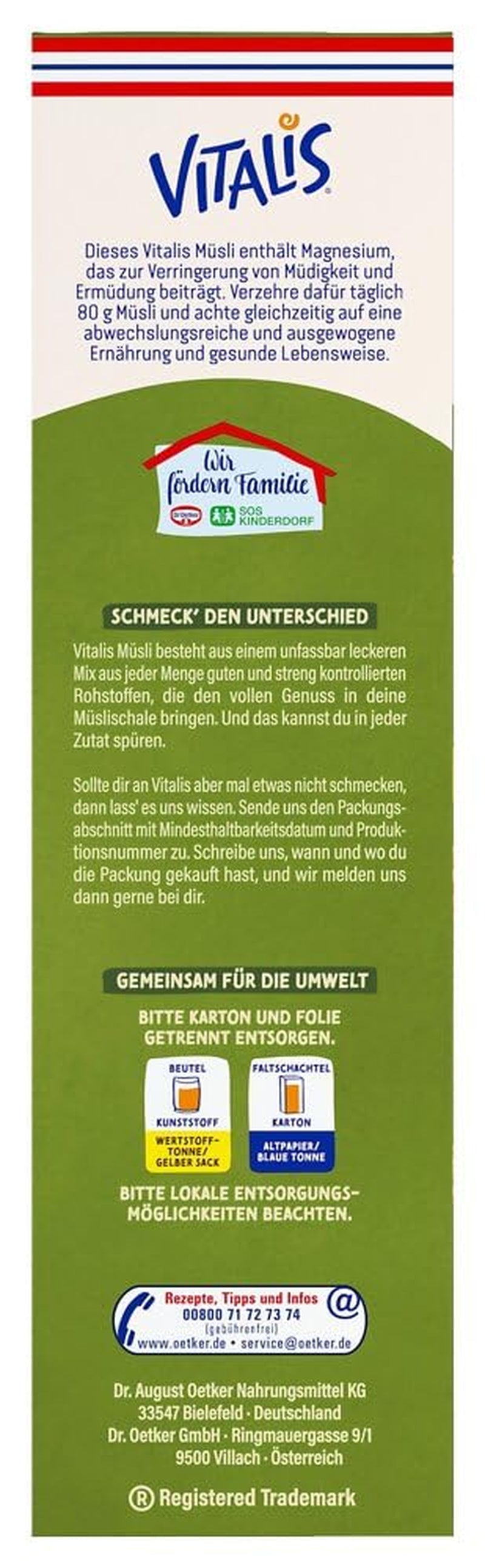 Dr. Oetker Vitalis Classic Crispy Muesli: Large Pack of Crispy Breakfast Muesli with Raisins, 1 Pack, 1.5kg