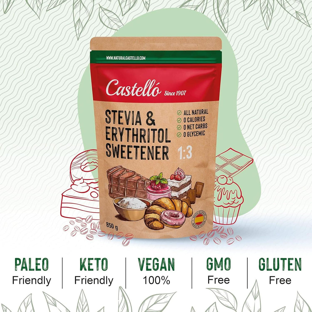 Stevia + Erythritol 1:3 Sweetener, 1G = 3G Sugar, 850 grams Sweeteners Naty Shop