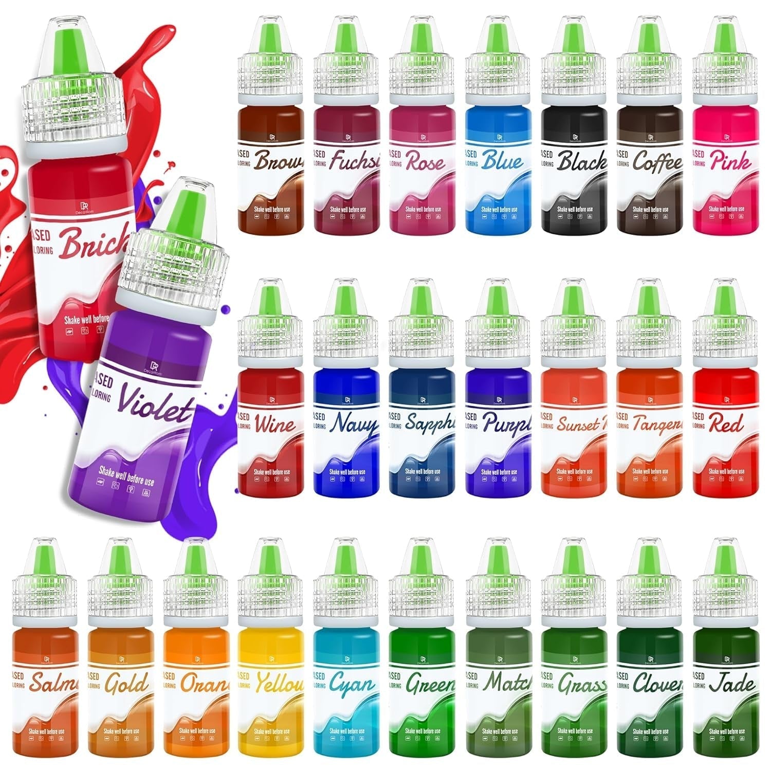 Fettlösliche Lebensmittelfarbe Für Schokolade - 26 Farben Ölbasis Lebensmittelfarben Für Fondant, Torten Dekoration, Backen - Flüssige Food Coloring Für Kakaobutter, Buttercream, Kuchen - 6Ml Je Naty Shop 6 Ml (26Er Pack)