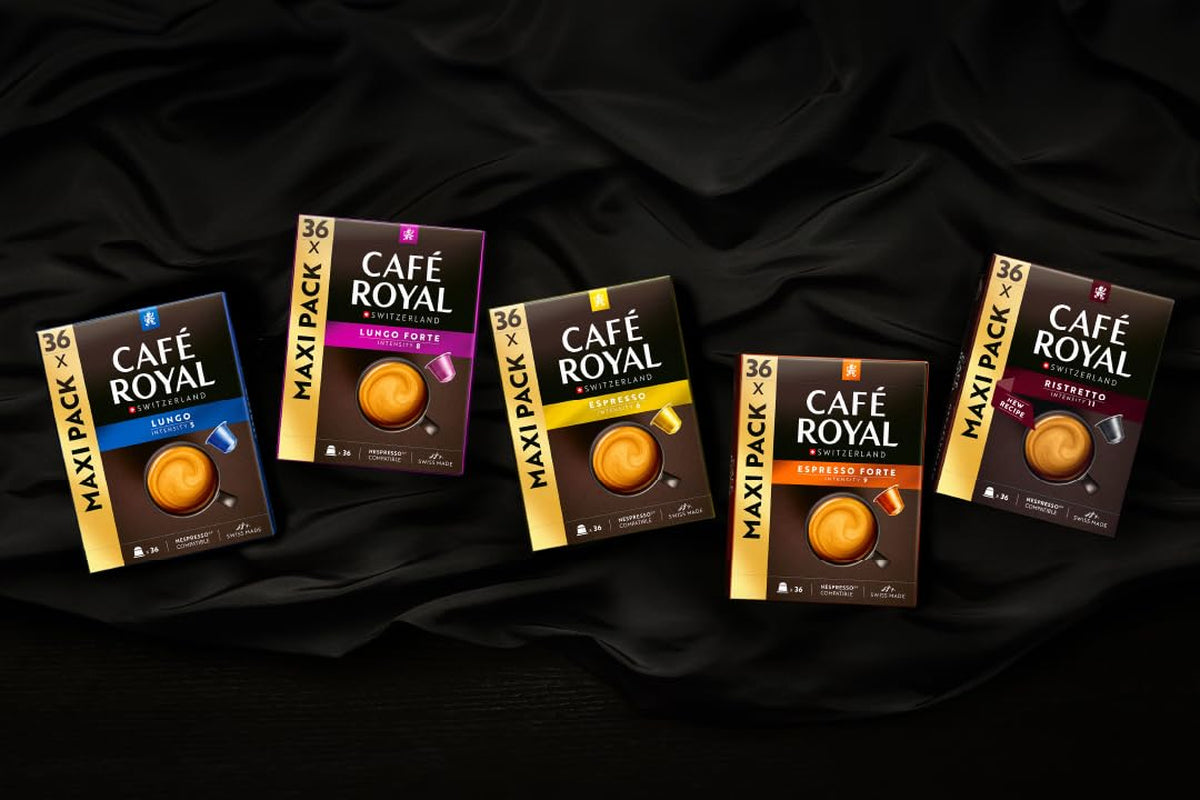 Café Royal Lungo Forte – Nespresso®-kompatible Kaffeekapseln, 100 % Arabica, würzig, dunkle Röstung, Intensität 8/12, Rainforest Alliance, 36 Kapseln