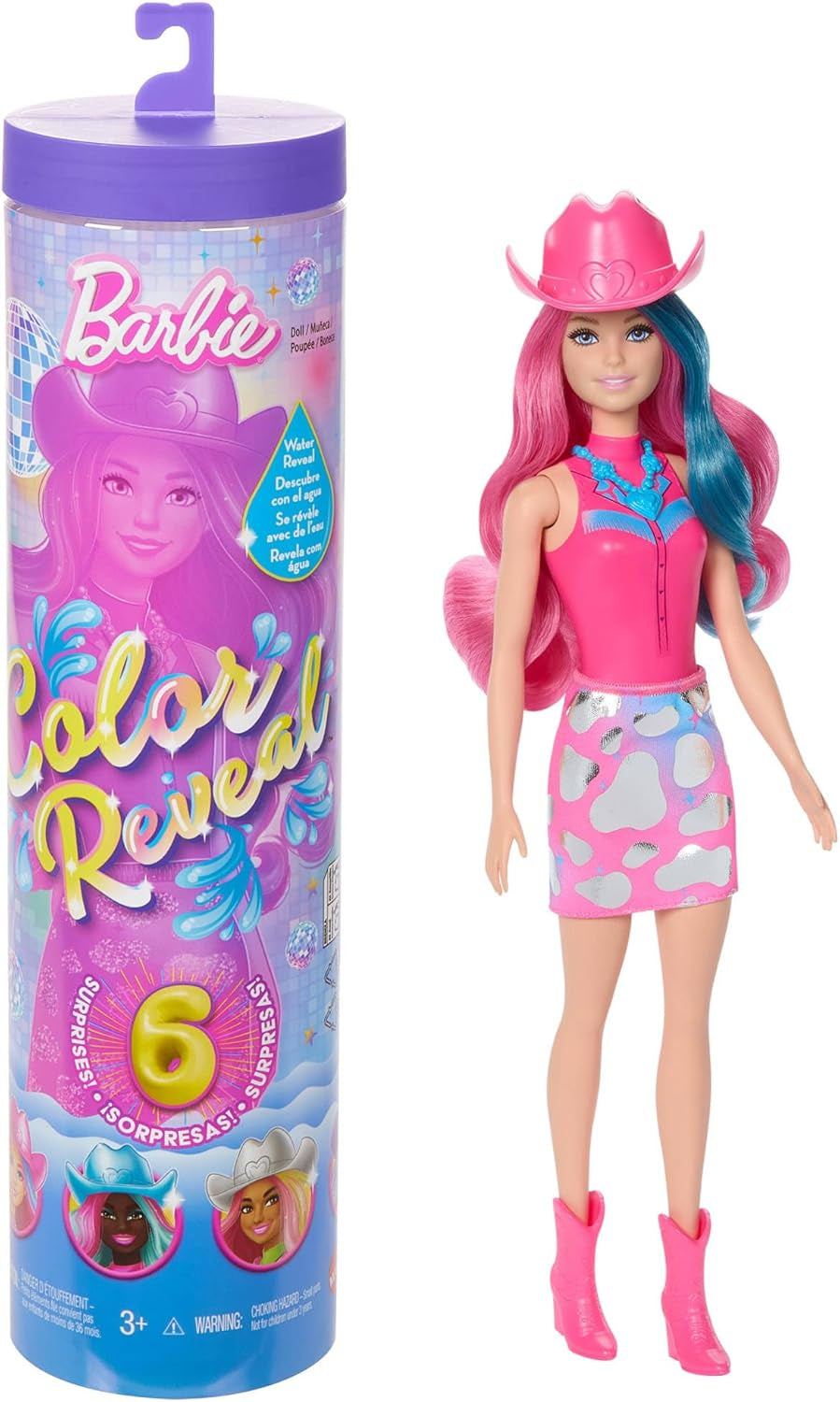 Barbie Color Reveal Fashion Doll and Accessories with 6 Surprises, Disco Star Series with Metallic Glitter and Color Changing Top (Styles May Vary), JCP01 Naty Shop Dolls Default Title