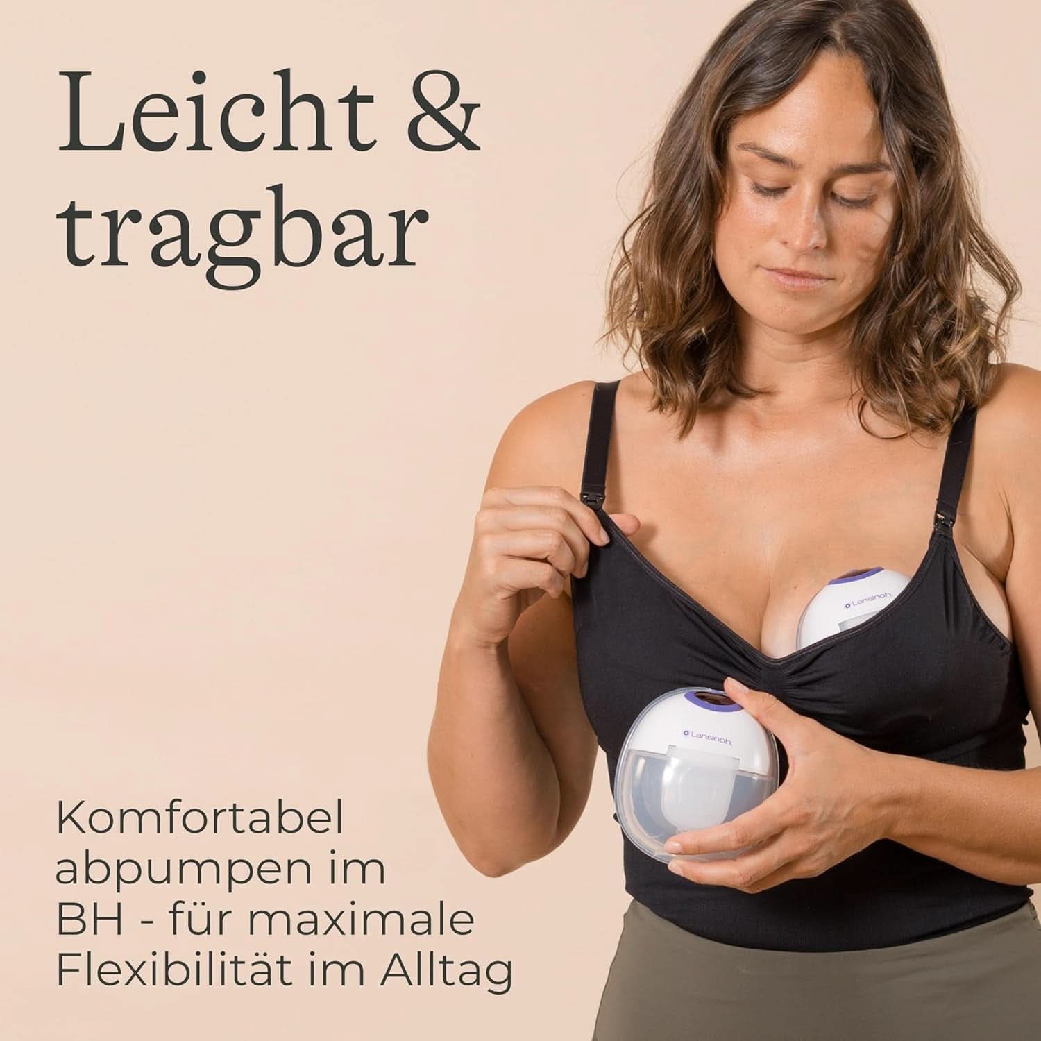 Lansinoh Tragbare Elektrische Doppelmilchpumpe – Freihändig Und Leise Abpumpen Ohne Kabel & Schläuche – Wiederaufladbarer Akku – Einfache Bedienung & Reinigung - Handsfree Accesorii Hrana si Alaptare Bebe Naty Shop