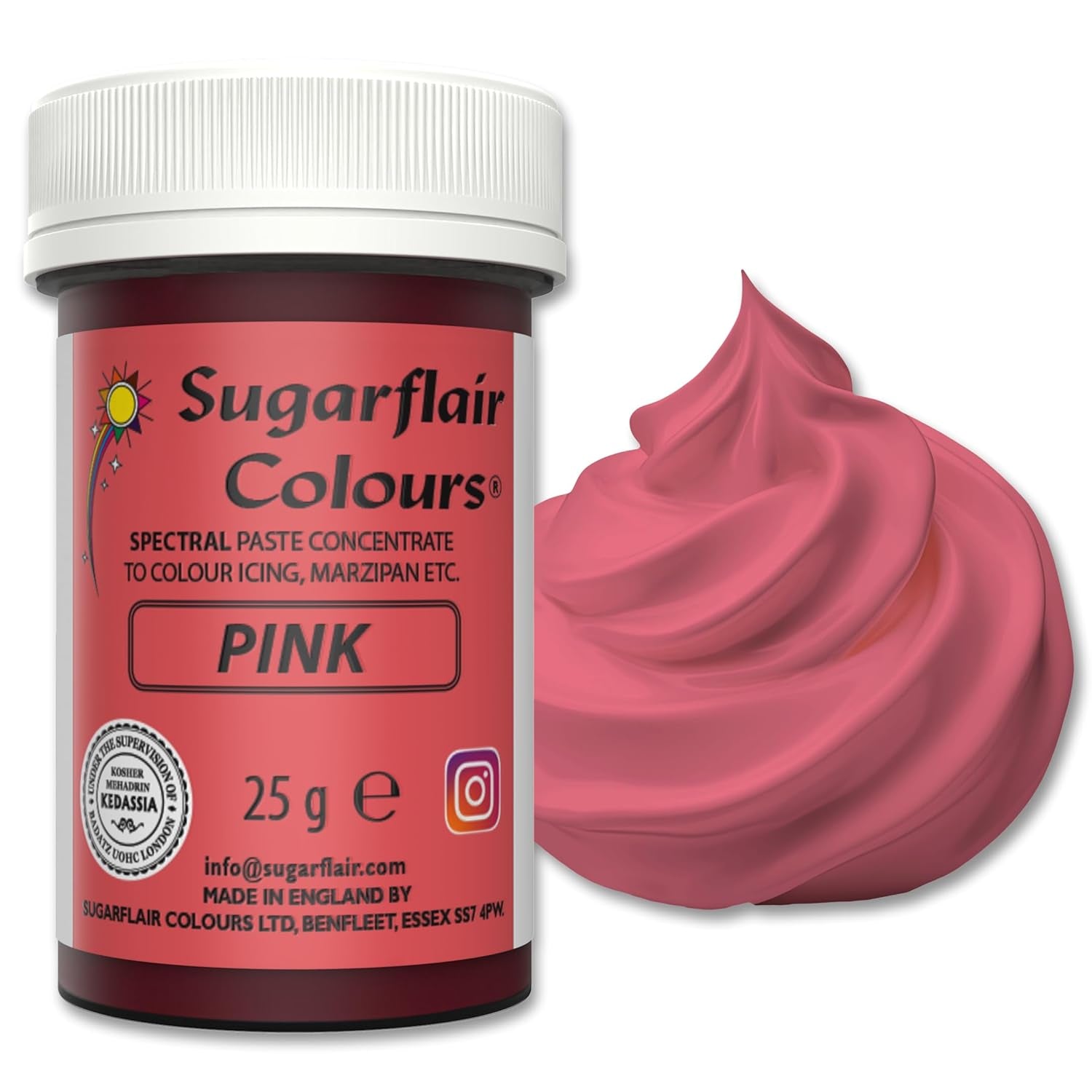 Pastă de colorant alimentar Sugarflair Grafit, colorant alimentar spectral concentrat pentru cremă de unt, pastă de zahăr, glazură, mixuri pentru prăjituri, macarons și multe altele! - 25g