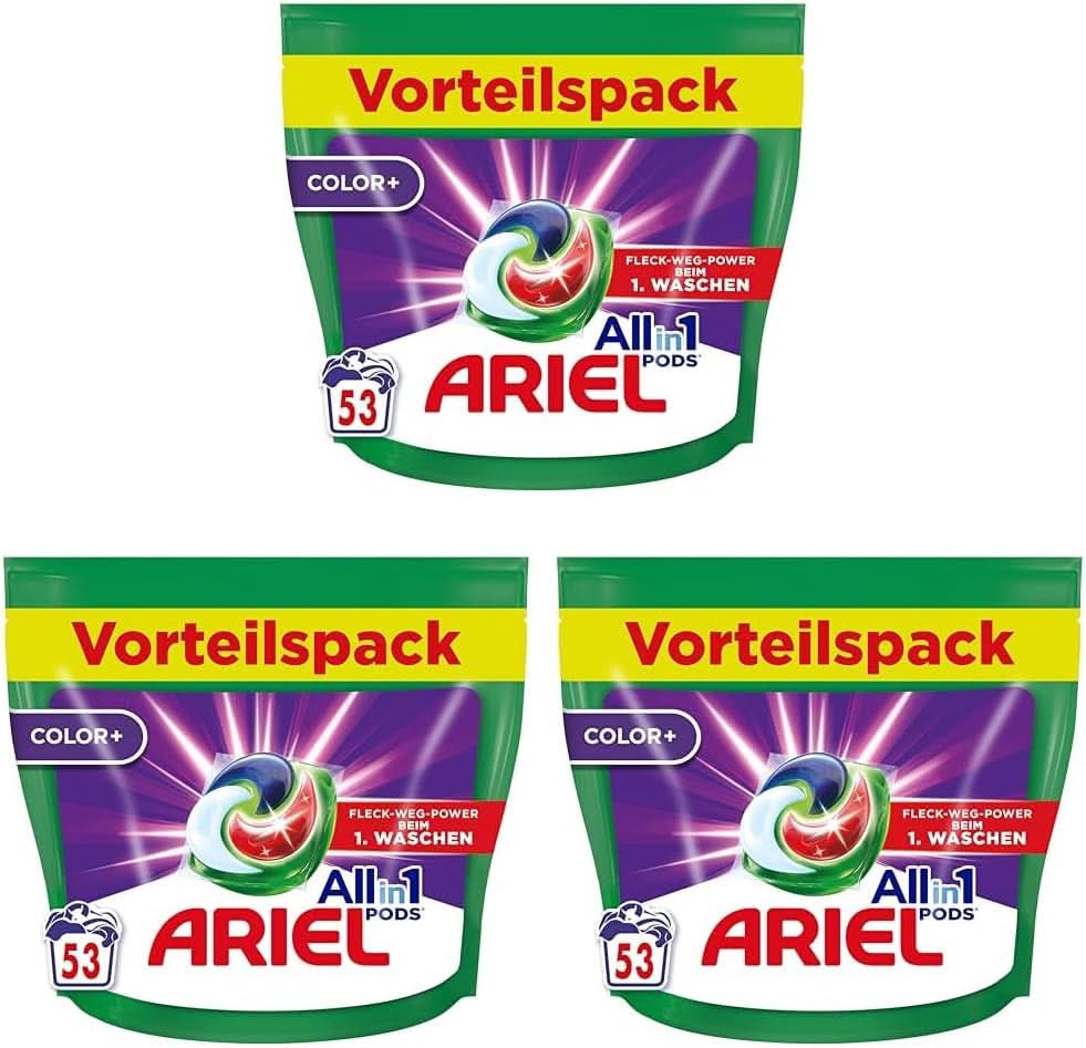 Ariel Allin1 PODS, liquid detergent capsules Colour+ 53 washes, excellent stain removal in the first wash Detergents Rufe Naty Shop 3 x 53 capsules Classic Model