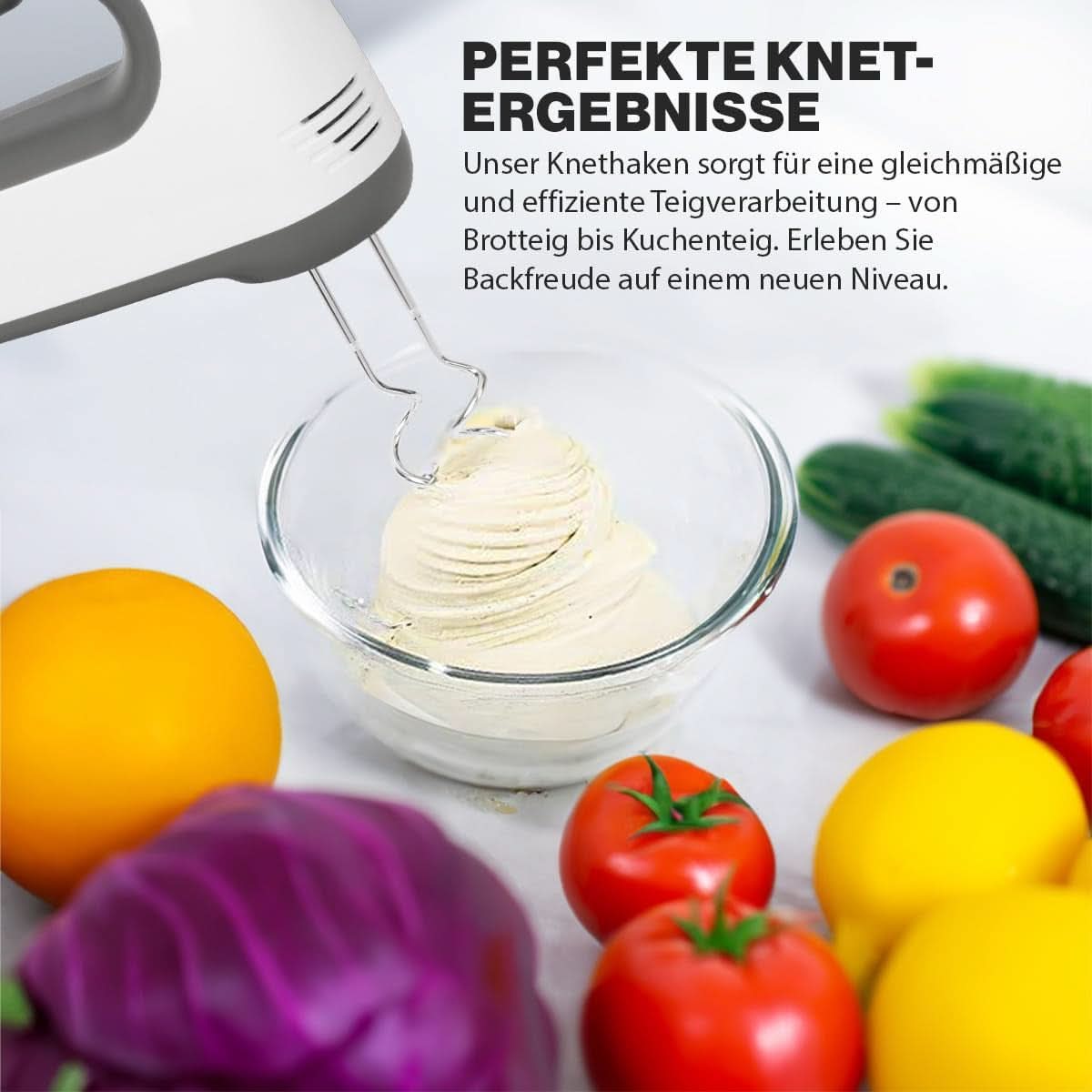 Clatronic Mixer | Kraftvoller 400 Watt-Motor | Hand mixer | Turbostufe & 5 Geschwindigkeitsstufen | Hand mixer | Spülmaschinengeeignete Edelstahlquirle Und -Knethaken | HM 3775 Kitchen Naty Shop