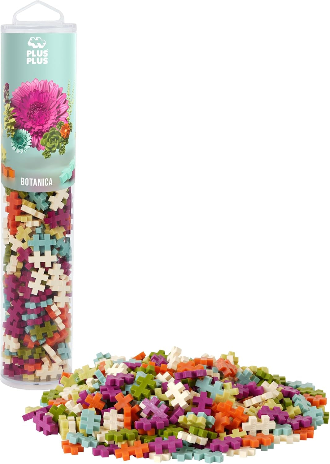 Plus-Plus 9604262 Geniales Konstruktionsspielzeug, Regenbogen, Kreativ-Bausteine Tube, 240 Teile