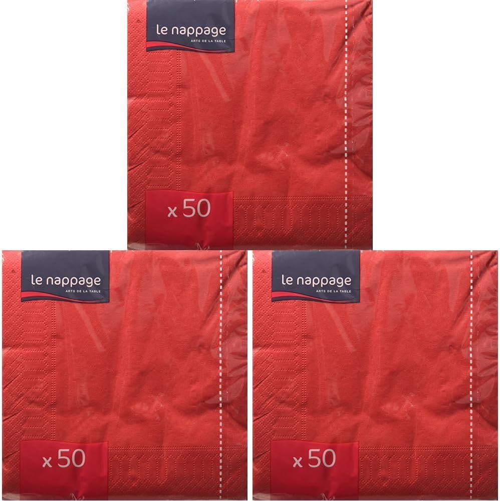 50 șervețele, din vată, 33 X 33 Cm, 2 straturi, FSC roșu, celuloză, 33 X 33 Cm (pachet de 3)