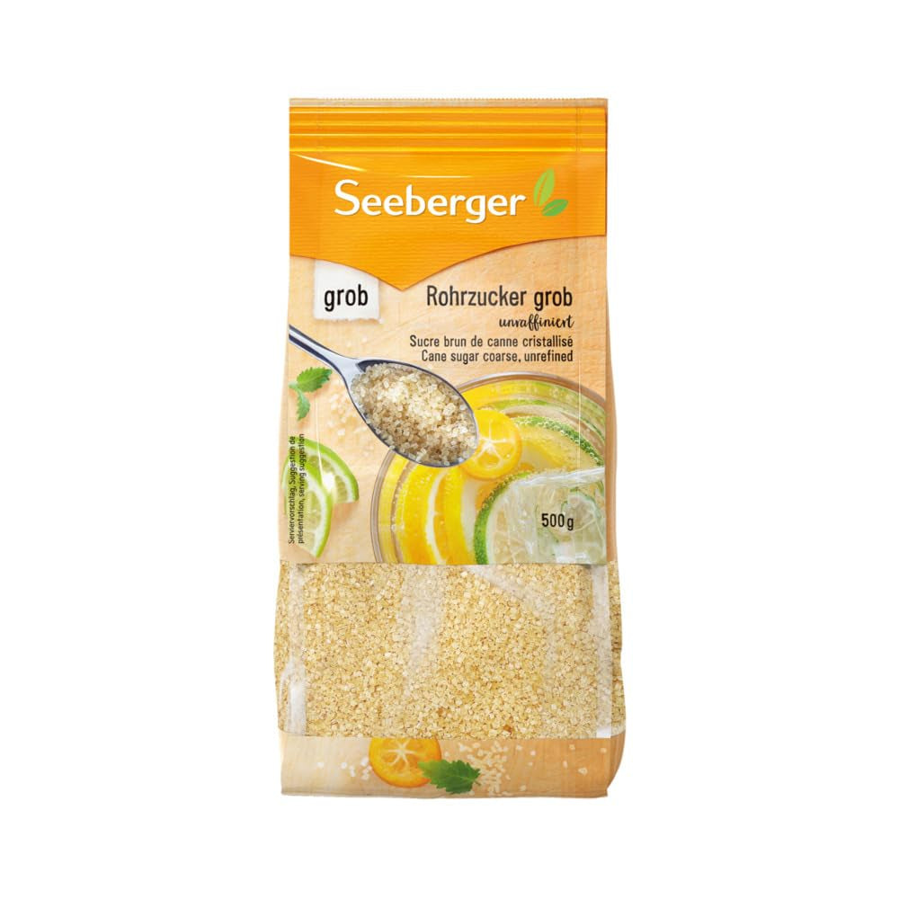 Seeberger Rohrzucker Grob 5Er Pack: Vollrohrzucker Besonders Aromatisch - Ideal Für Cocktails Und Zum Backen - Grob - Unraffiniert, Vegan (5 X 1 Kg) Sweeteners Naty Shop 500 G (12Er-Pack)