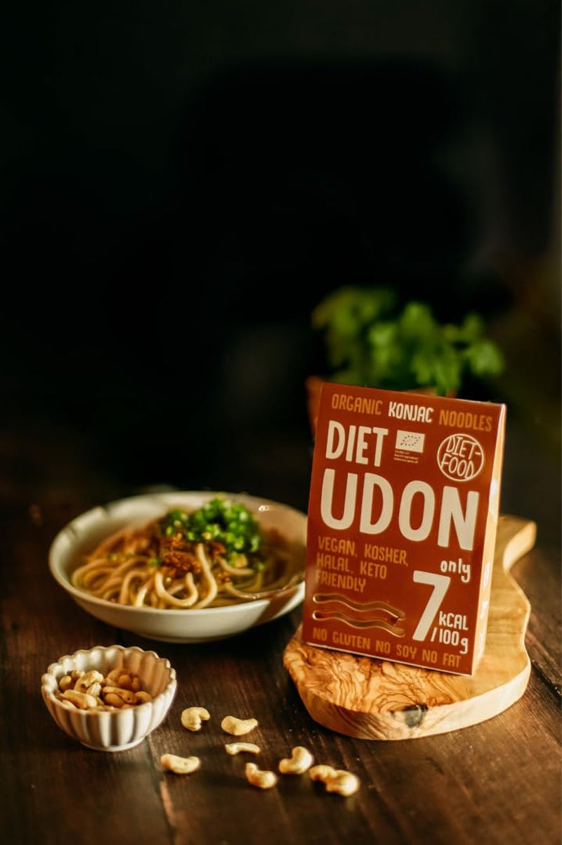 Udon Shirataki Konjac Noodles Bio 385g - Low calorie, gluten free, vegan - made from konjac root, rich in fiber DIET-FOOD