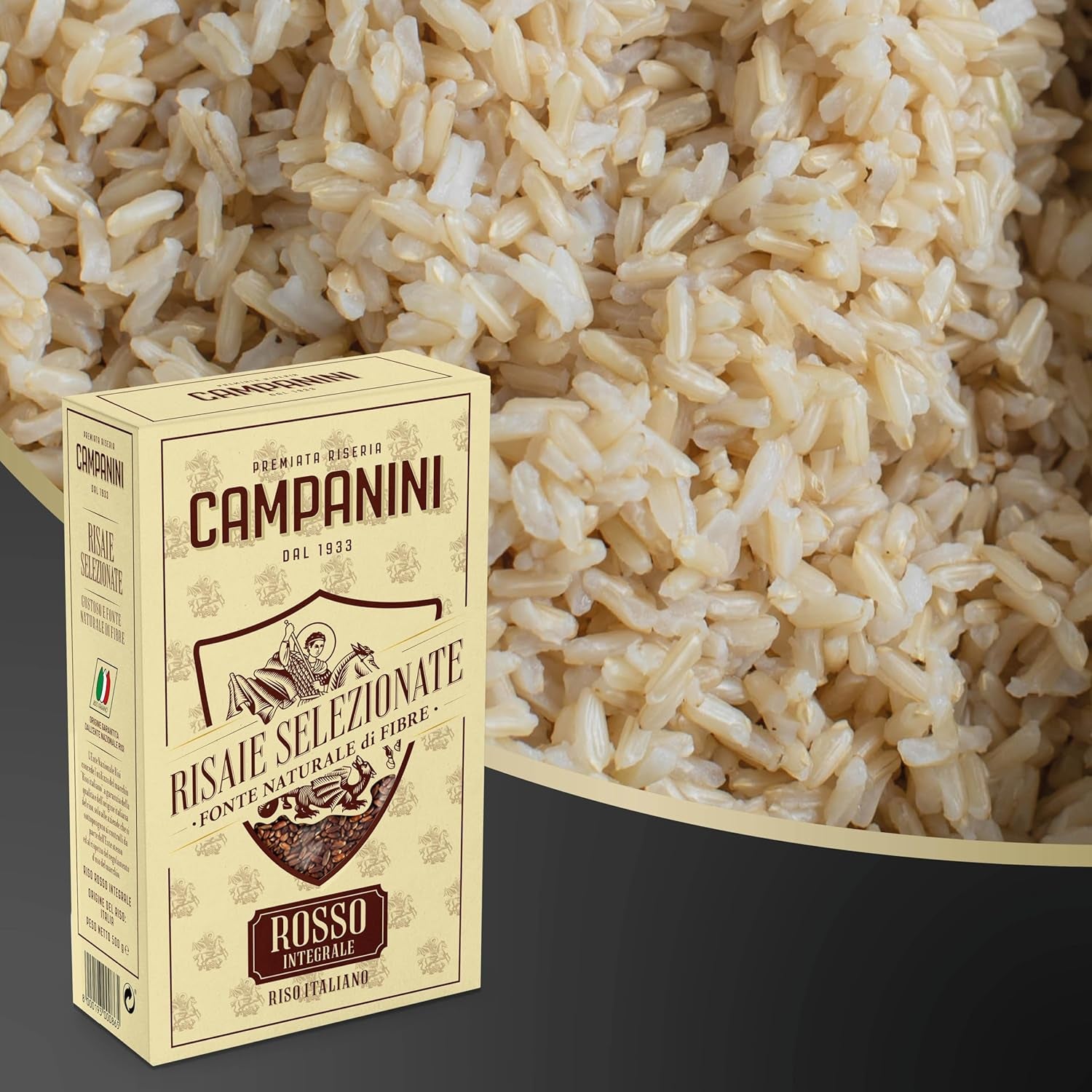 RISO ROSSO INTEGRALE Red rice with whole grains RISERA CAMPANINI 500g from Italy