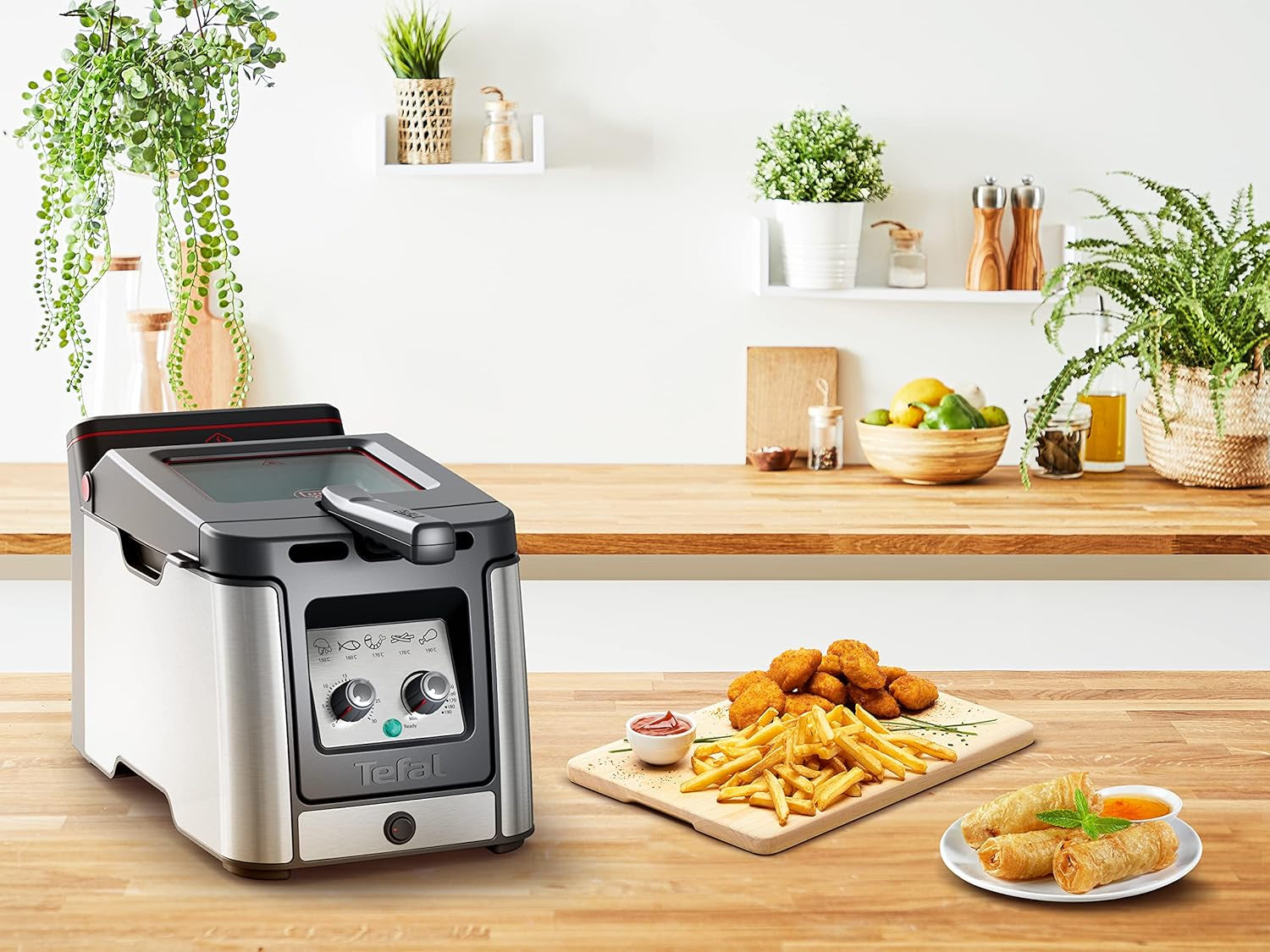 Tefal FR600D Clear Duo Deep Fryer, frying with less smoke and odors, 1.2 kg capacity, thermostat, timer, large viewing window without fog Home Appliances Naty Shop
