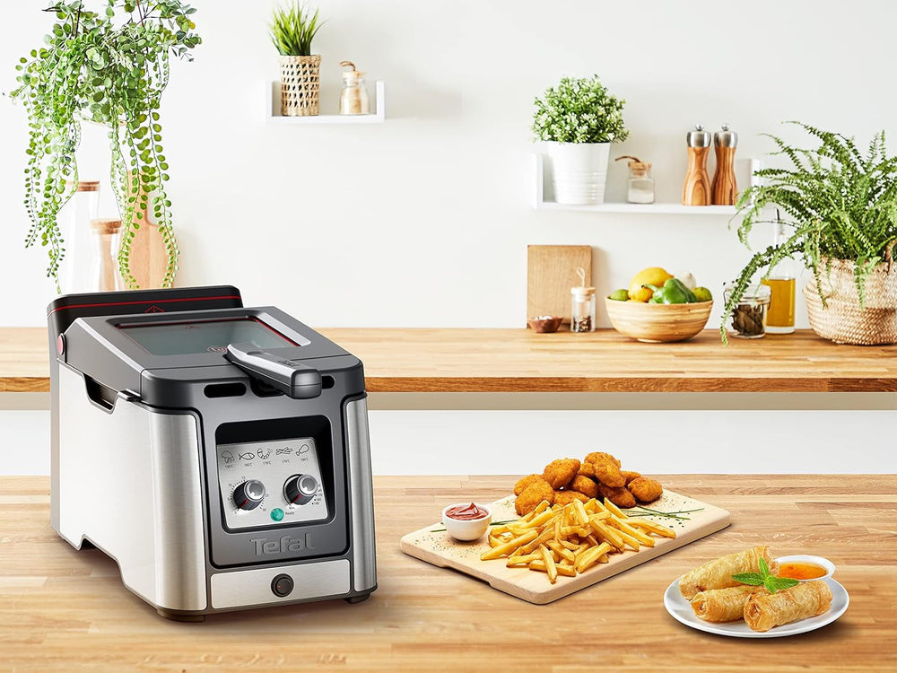 Tefal FR600D Clear Duo Deep Fryer, frying with less smoke and odors, 1.2 kg capacity, thermostat, timer, large viewing window without fog Home Appliances Naty Shop