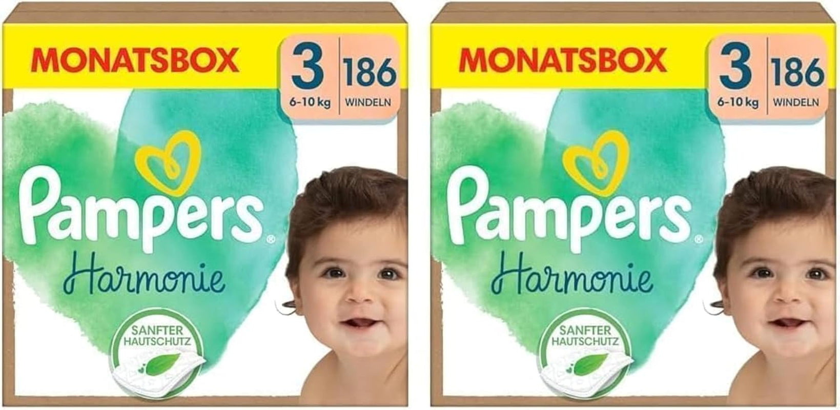 Pampers Harmony diapers size 1, 180 diapers, 2kg-5kg, gentle skin protection with 100% Pampers protection