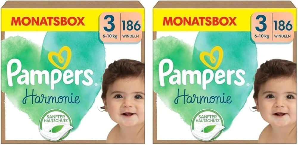 Pampers Harmony diapers size 1, 180 diapers, 2kg-5kg, gentle skin protection with 100% Pampers protection