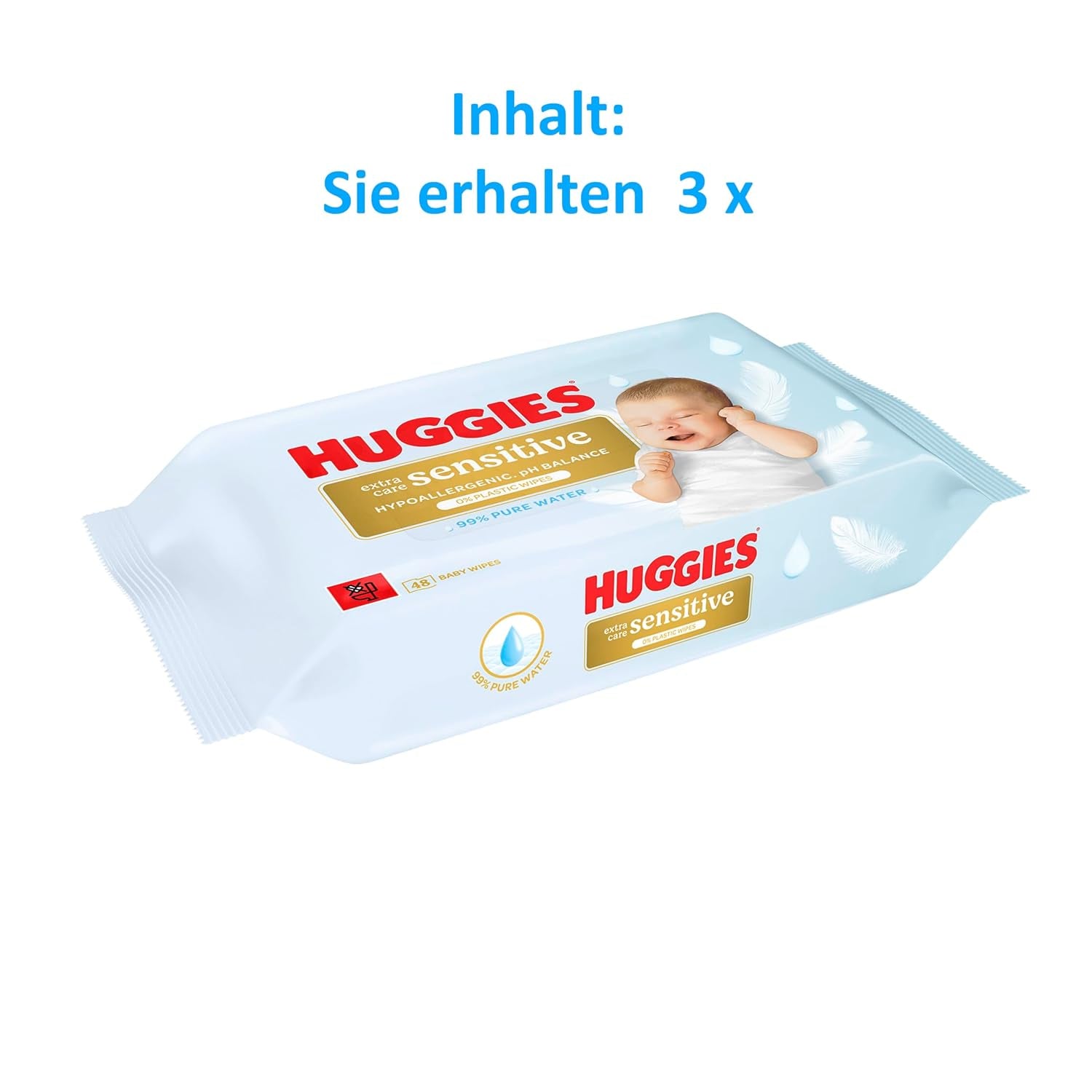 Huggies Pure Extra Care Sensitive Baby Wipes, 99% Water, Plastic Free, Fragrance Free