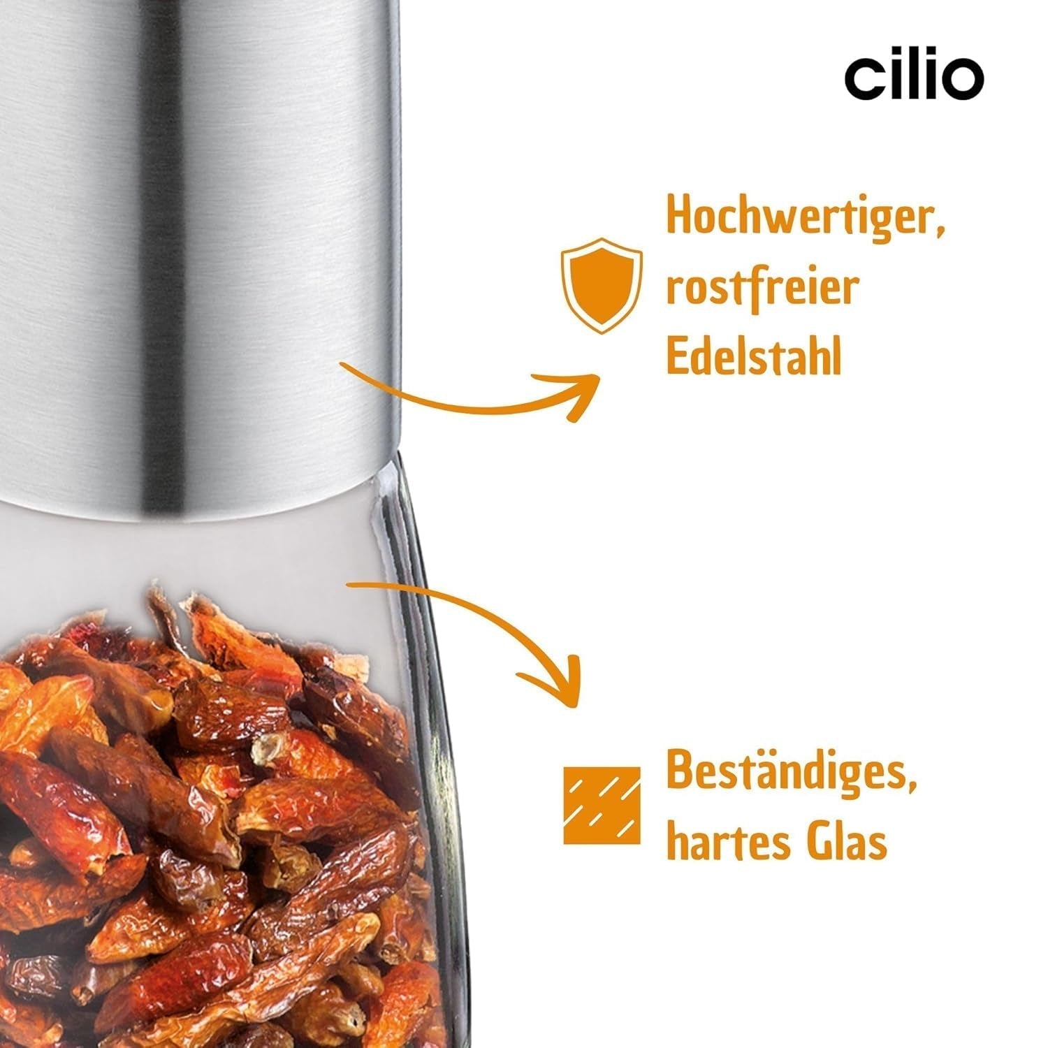 Cilio PICCANTE hot pepper grinder, Ø 6.5 cm, H: 14.5 cm, with closing lid Grinders and Slicers Naty Shop