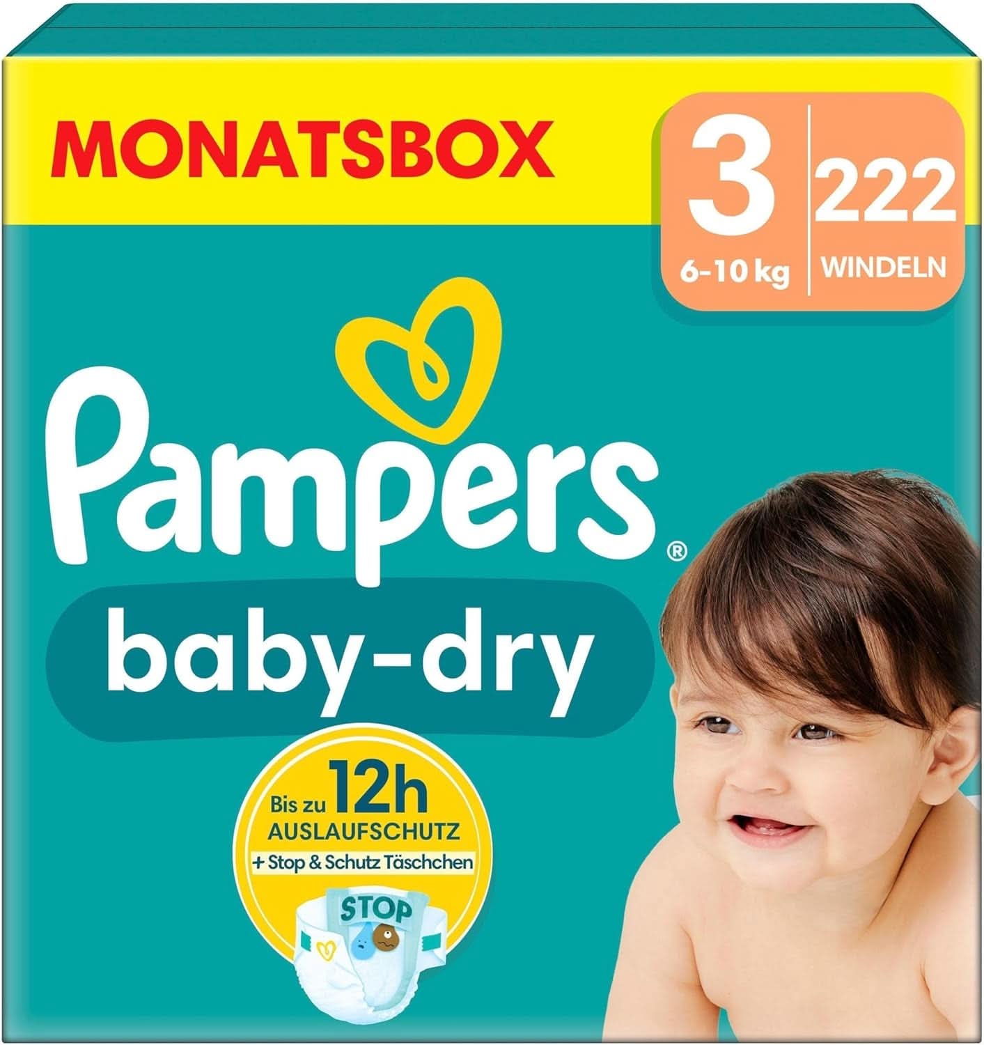 Scutece Pampers Baby-Dry, până la 100% protecție împotriva scurgerilor toată noaptea Mama si Copilul Naty Shop 3 (222 buc) Nou