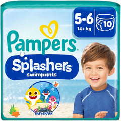 Pampers Size 5-6 Splashers Baby Shark Limited Edition 10 Pack Disposable Swim Diapers For Safe Water Protection