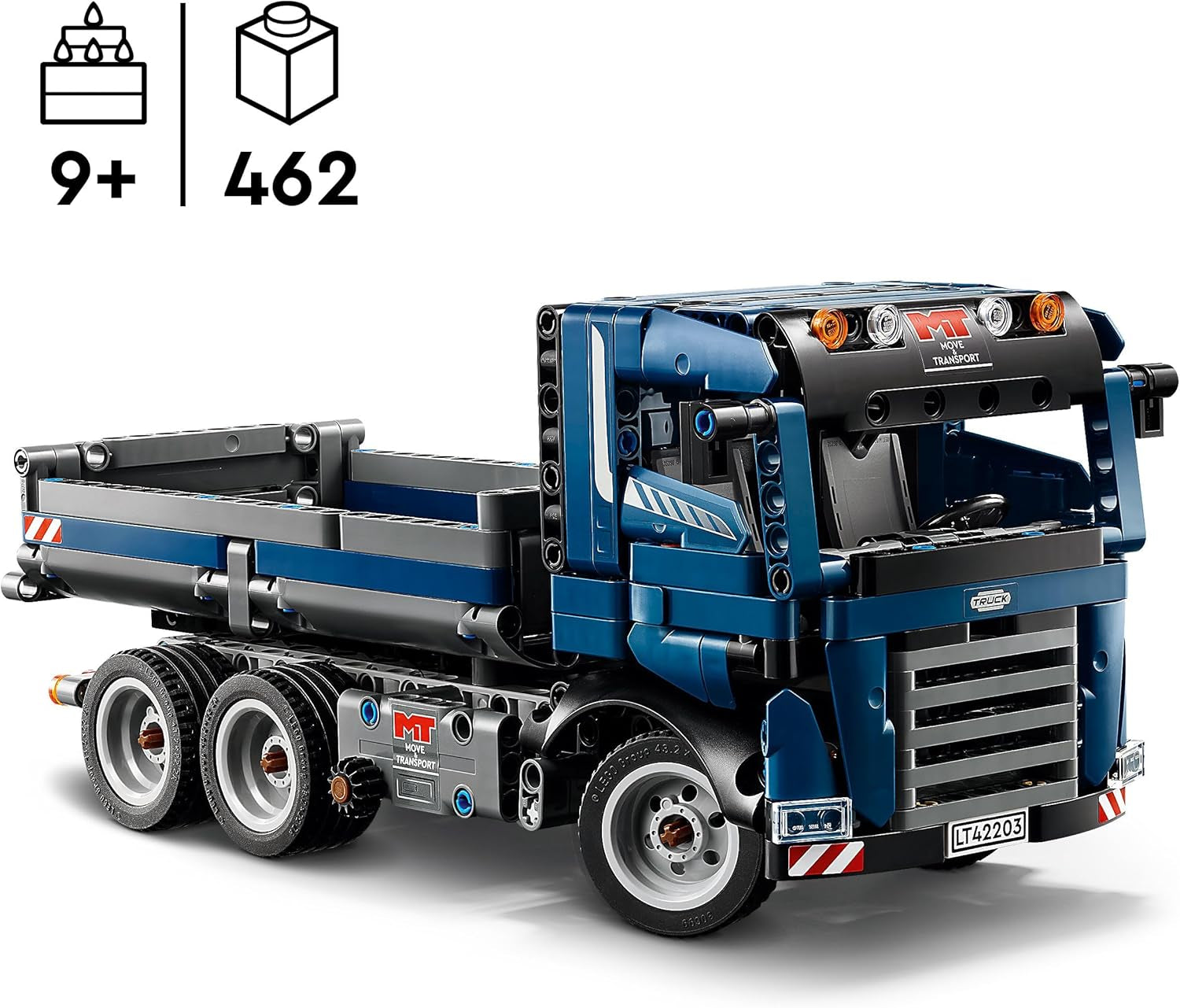 LEGO Technic Dump Truck toy with steering wheel and movable dump truck - blue construction vehicle - gift idea for birthdays or holidays - construction set for boys and girls from 9 years 42203 Construction sets Besuche den LEGO-Store