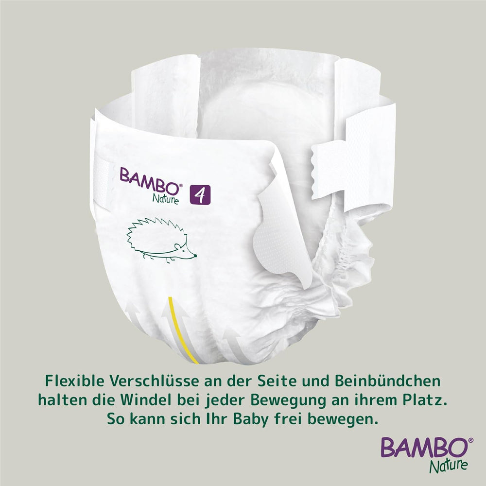 Bambo Nature baby diapers, size 4 (7-14 kg) - 48 pieces. Premium Diapers with Enhanced Leak Protection | Ultimate comfort and freedom for active kids | Dermatologically tested diapers
