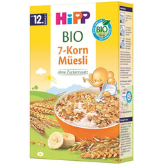 HiPP organic muesli with 7 grains (8 x 200g), from 12 months, no added sugar, extra fine pieces - easy to chew, best organic quality