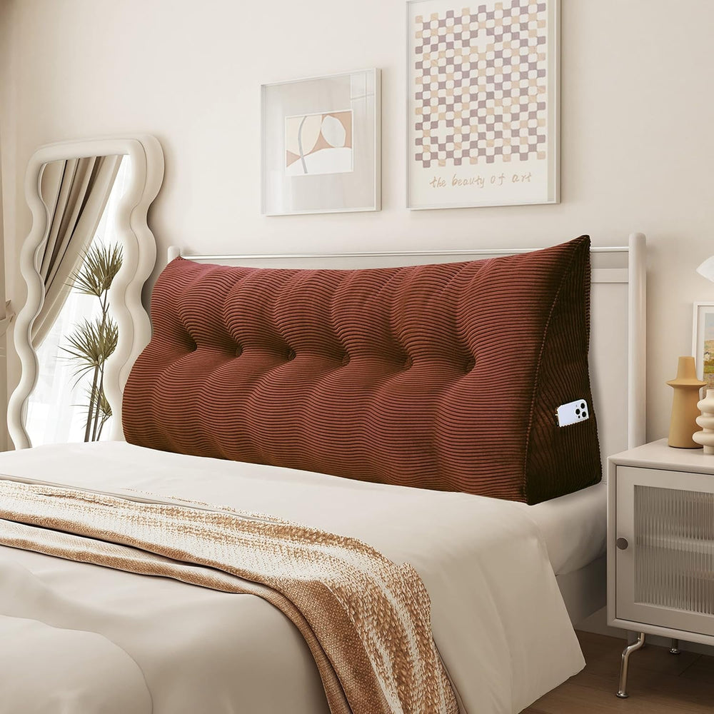 Pernă Johnear cu pană, pernă de citit pentru pat și canapea, pernă pentru spătar, pernă pentru tăblie, pernă lombară triunghiulară mare (gri, 45 cm)