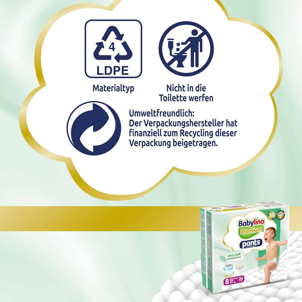 Premium Pants Size 8 with Ultra-Soft Filter, XXL (20+ kg), 26 pieces