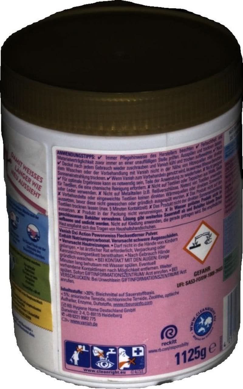 Vanish Oxi Action Powerwhite Powder - 1 X 1.125 Kg - stain remover and laundry improvement powder without chlorine - for white laundry Laundry Detergents Naty Shop