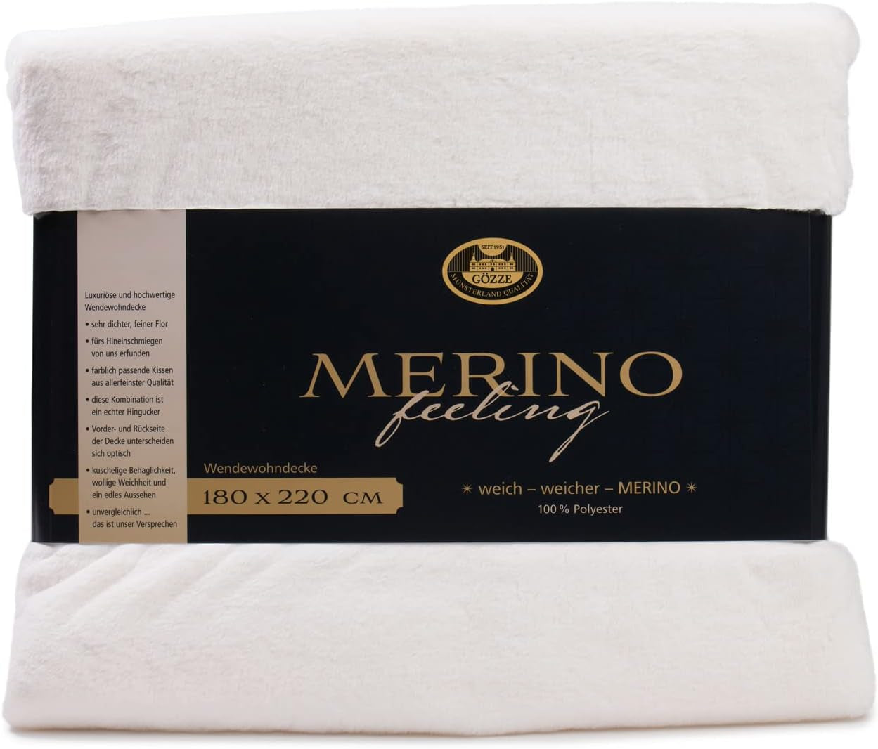 Gözze - Comfortable Blanket, Reversible, High Density 600 G/M², 150 X 200 Cm - Dark Green Beds and Blankets Besuche den GÃ¶zze-Store White Wool 180 X 220 Cm