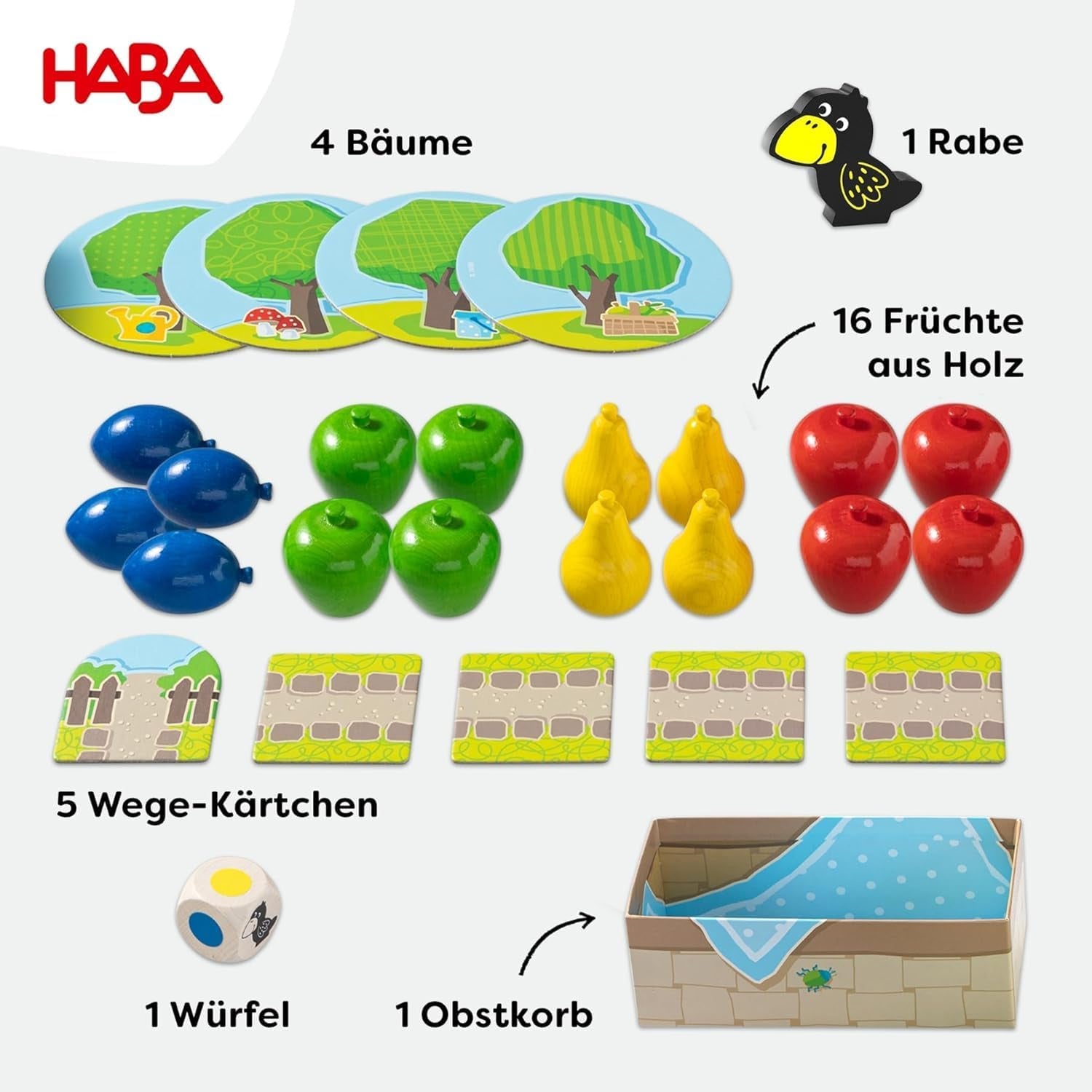 HABA First Orchard – My First Games: Board and family game about colors and shapes, Classic wooden toy for toddlers from 2 years old – 1004655001