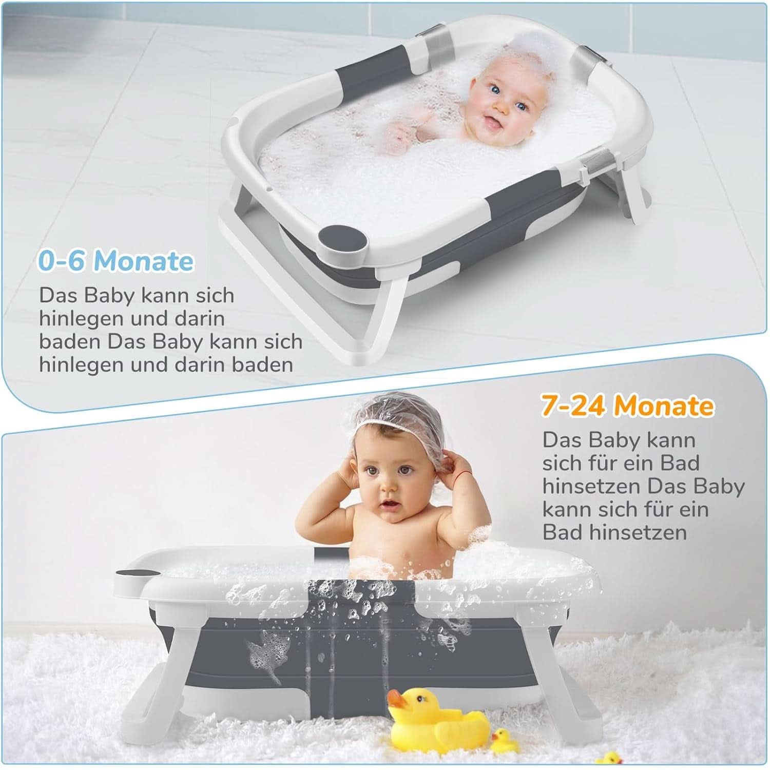 DEANIC portable and foldable bathtub, suitable for 0-6-12 months Mother and Child Naty Shop