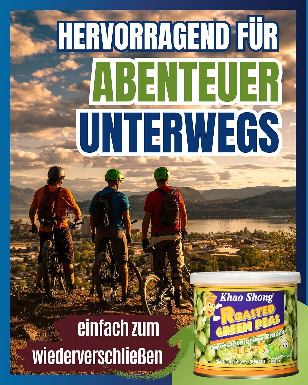 Khao Shong Fried Green Peas with Wasabi, Crispy Peas in a Spicy Batter, A Low-Fat Alternative to Nuts, Medium Spicy, 1 140g Can | 140 g (1 pack)