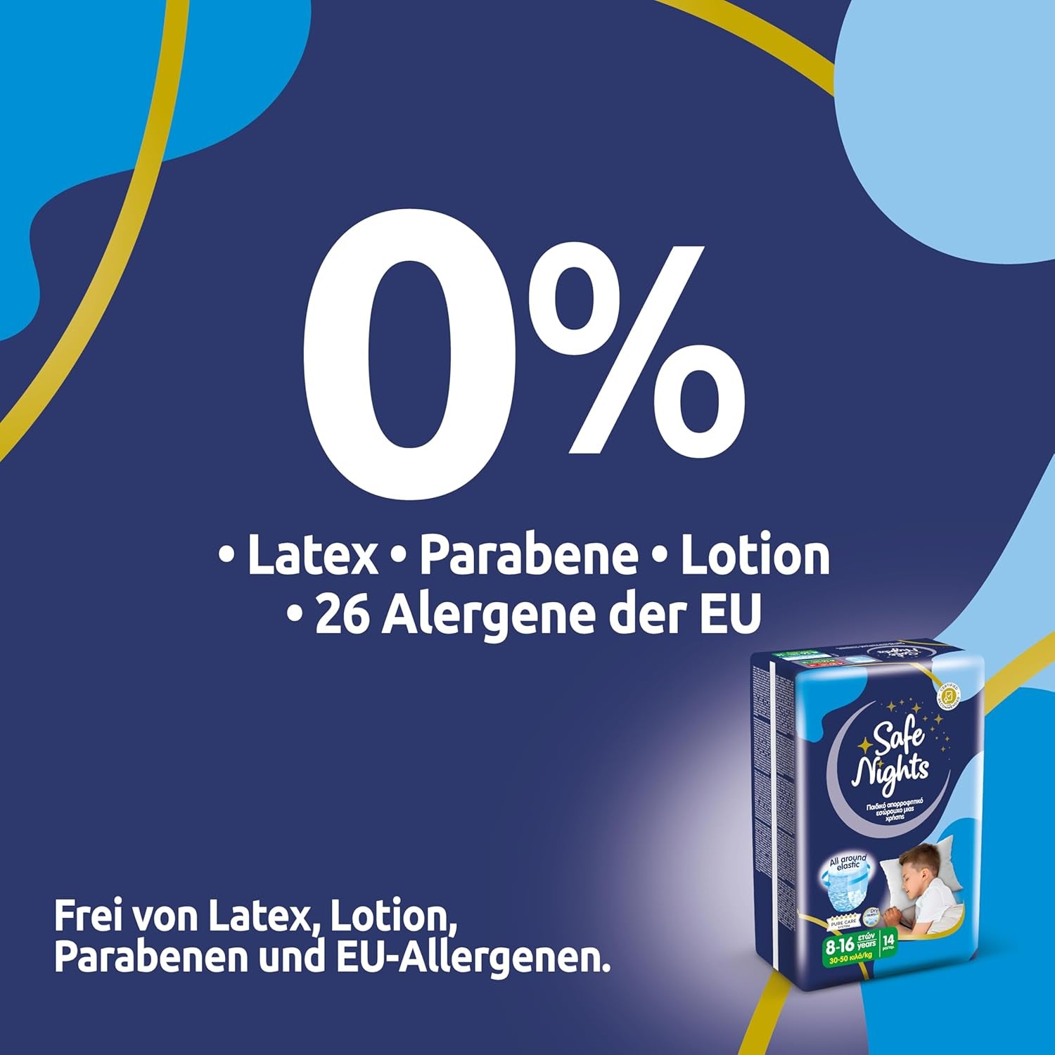 Safe Nights Boy, night pants for ages 8-16 years (30-50 kg), 84 pieces