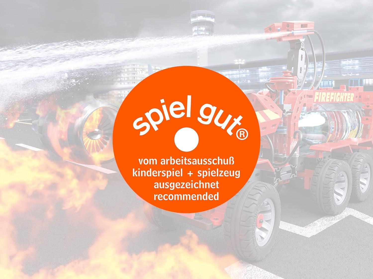 fischertechnik 564069 Advanced Firefighter – Bausatz für Kinder ab 7 Jahre, Experimentierbaukasten mit Feuerwehrauto & Spritzfunktion, promotes technical understanding, Schwarz, Mittel