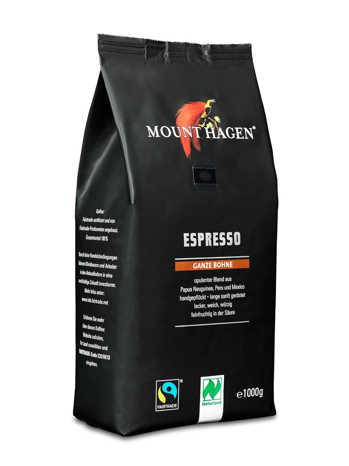 Mount Hagen Dark Roast, Organic FT Naturland Espresso, 1 kg Cafea Naty Shop 1 Kg Corp elegant cu note delicate de ciocolată
