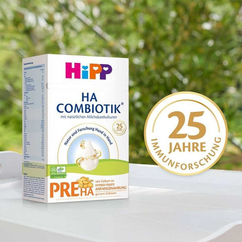HiPP PRE HA Combiotik (4 x 600g), hydrolysed milk powder formula for infants from birth, with natural lactic acid cultures, for sensitive immune systems
