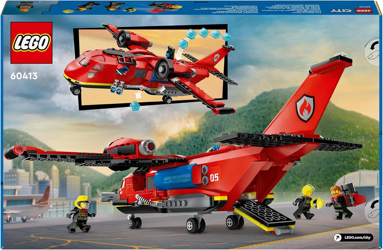 LEGO City Firefighting Plane, Children's toy plane firefighter set, construction set with 3 firefighter figures and fire decoration, excellent gift idea for boys and girls from 6 years old 60413 Building sets Besuche den LEGO-Store