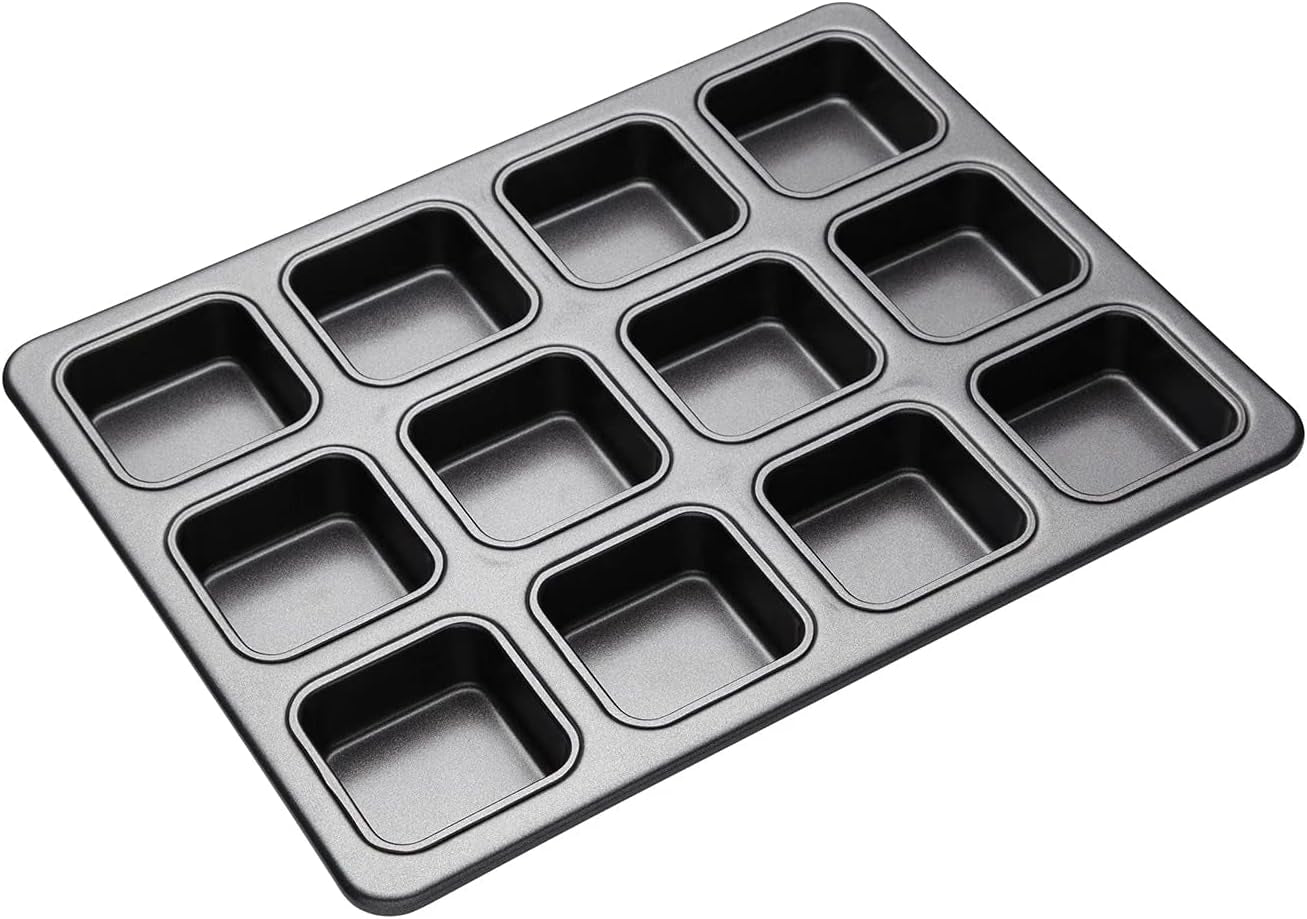 Brownie pan Masterclass, brownie pan with 12 holes, stainless steel, 34 X 26 cm Molds and baking trays Naty Shop
