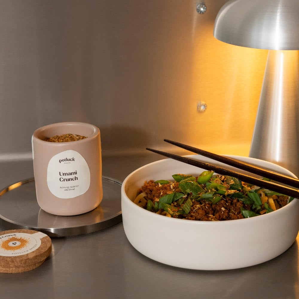 Potluck | Umami Crunch | Würzmischung im Keramiktopf | 75 g | Vegan, gluten-free and with natural ingredients