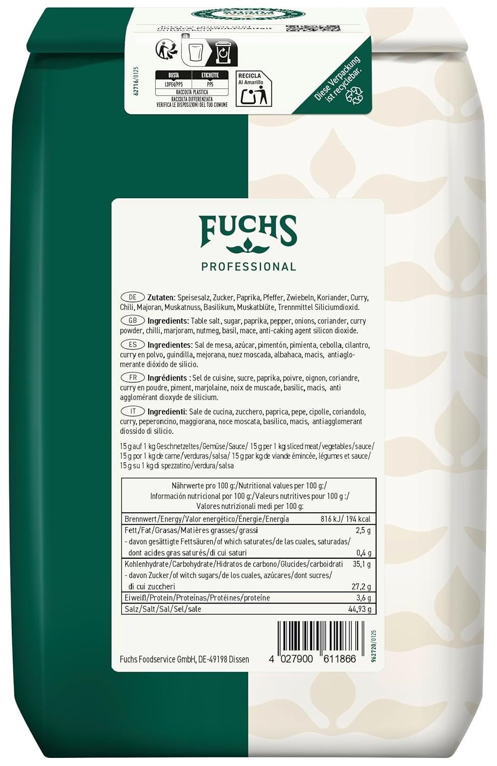 - China Gewürzsalz | Vielseitig einsetzbares asiatisches Gewürz | Kein Salzen mehr erforderlich | Profi-Qualität für Großverbraucher | 1.5 kg recyclable bag