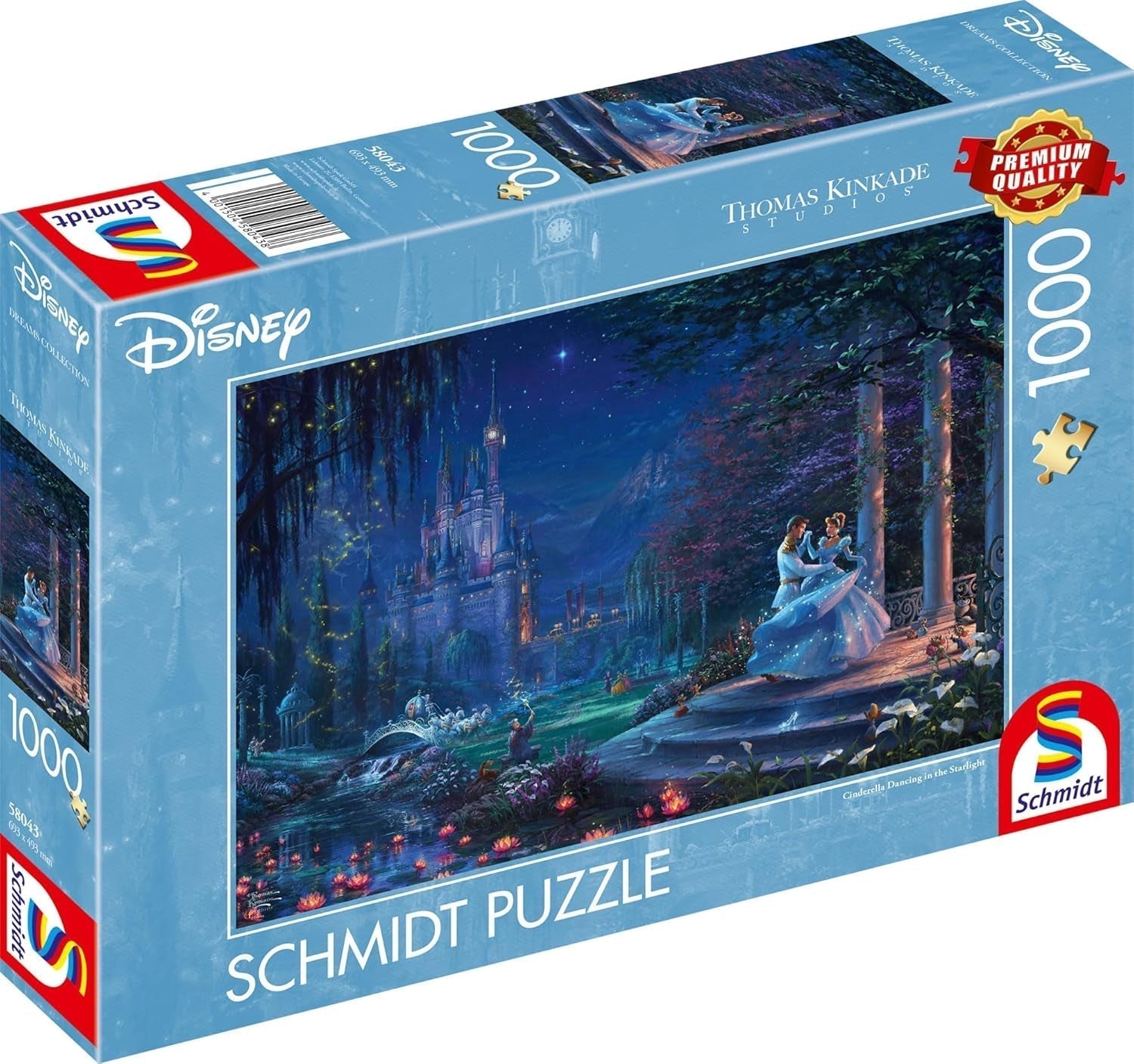 Schmidt Spiele 58043 Thomas Kinkade, Disney, Cinderella dancing in the starlight, jigsaw puzzle 1000 pieces, colorful Puzzle Naty Shop