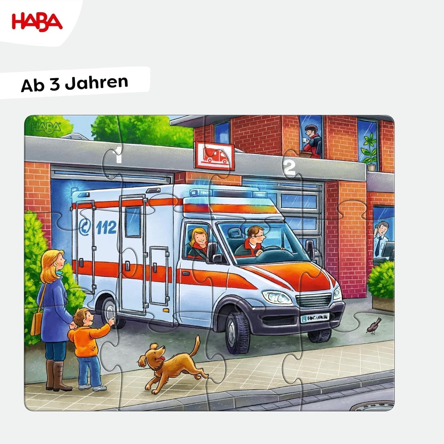 HABA Fire Brigade Puzzle - 3 Piece Set for Kids 3 Years and Up Police and Ambulance Cardboard Puzzle - Promotes Fine Motor Skills and Concentration - 1302759001 Puzzle Naty Shop